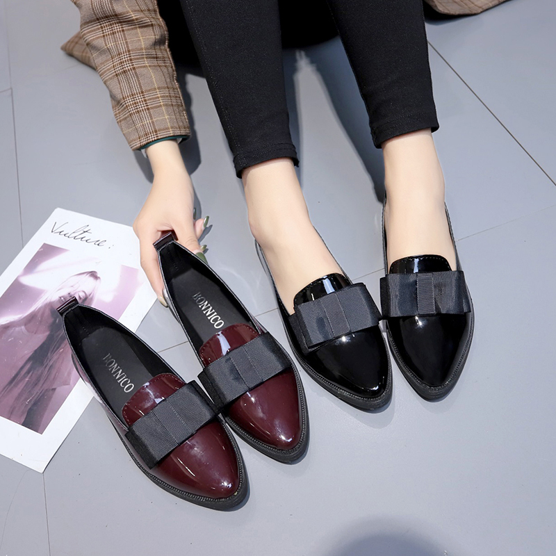 Women'S Shoes Loafers Black - Mocassins à bout pointu en cuir
