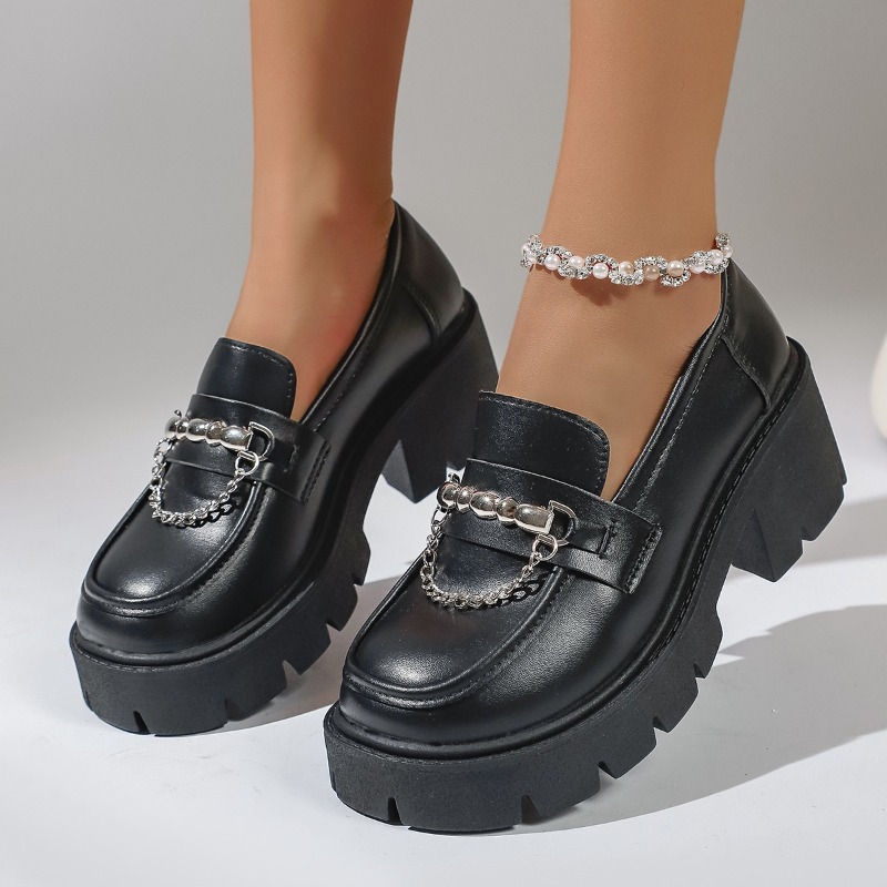 Women'S Shoes Loafers Black - Mocassins plateforme en métal tendance 2026