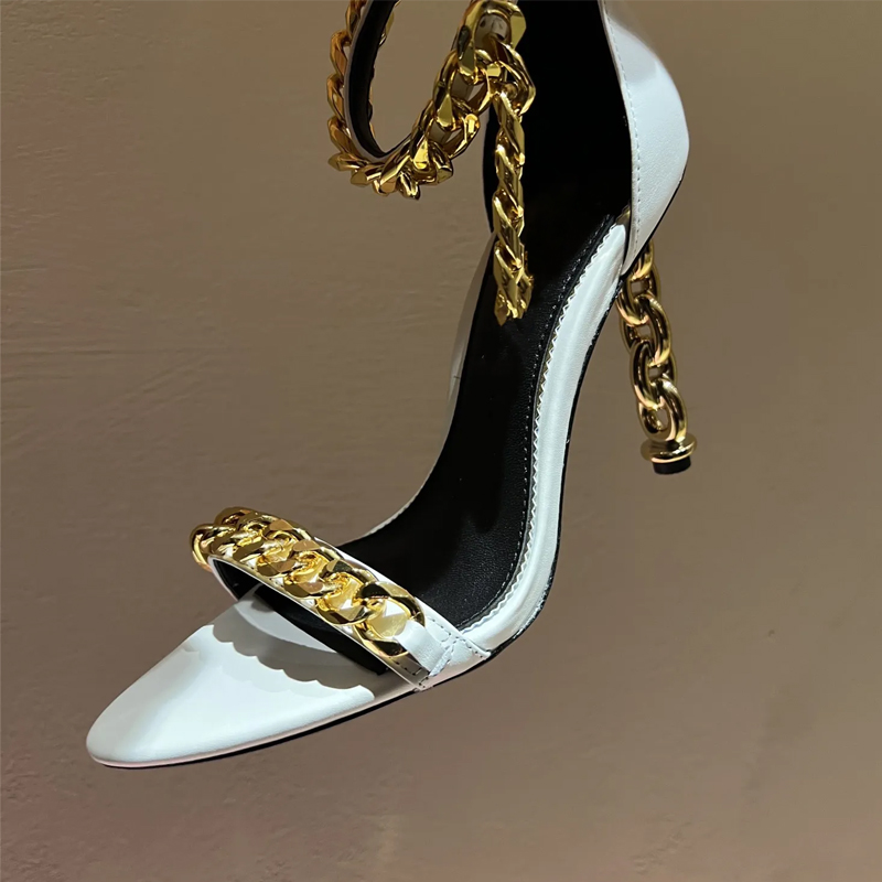 Gold Chain Sandal - Sandales à talons aiguilles creuses et