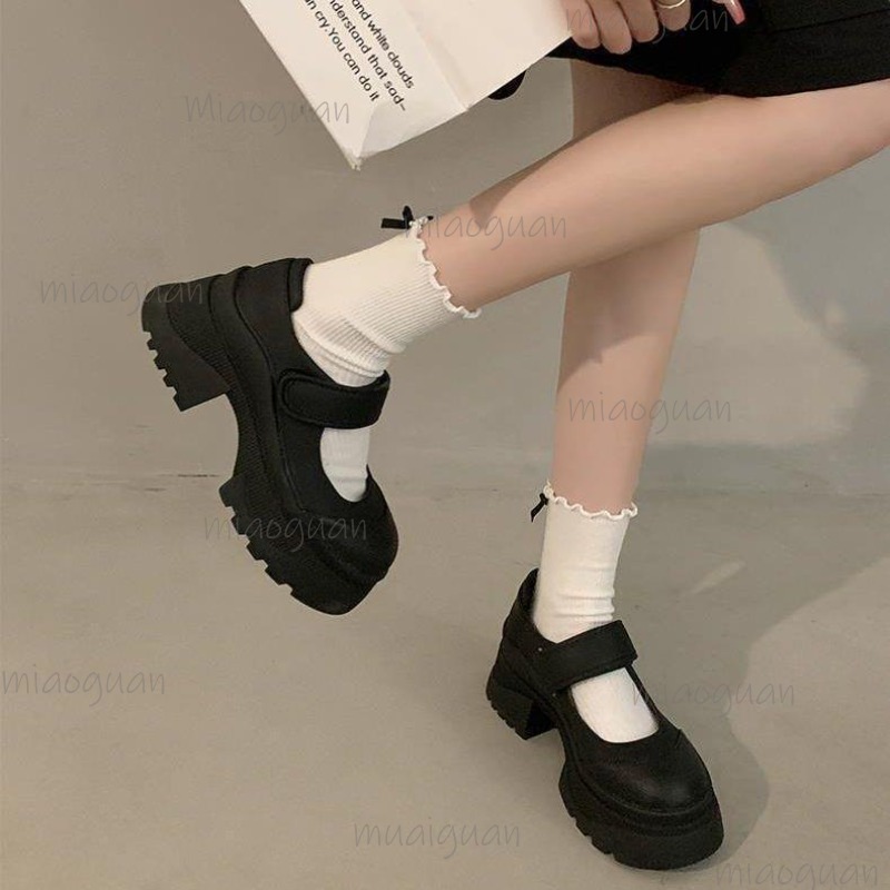 Mocassins en cuir à fond épais - Women'S Shoes Loafers Black avis et prix