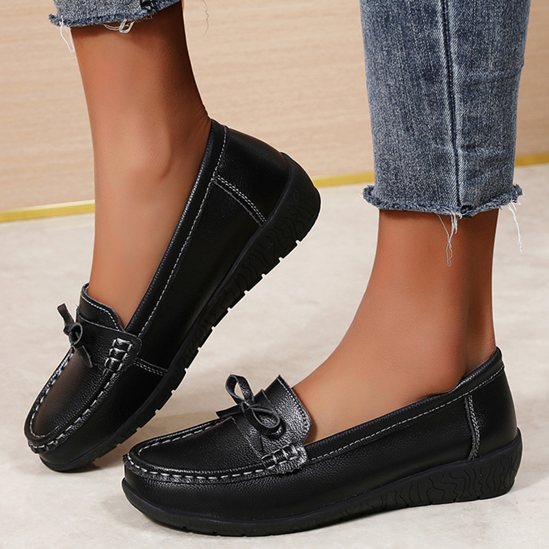 Cuir véritable femmes chaussur - Women'S Shoes Loafers Black avis et prix