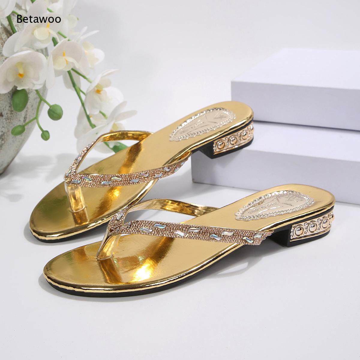 Sandales à talon bas en strass - Gold Chain Sandal avis et prix