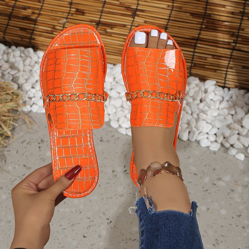 Pantoufles dorées à paillettes - Gold Chain Sandal avis et prix
