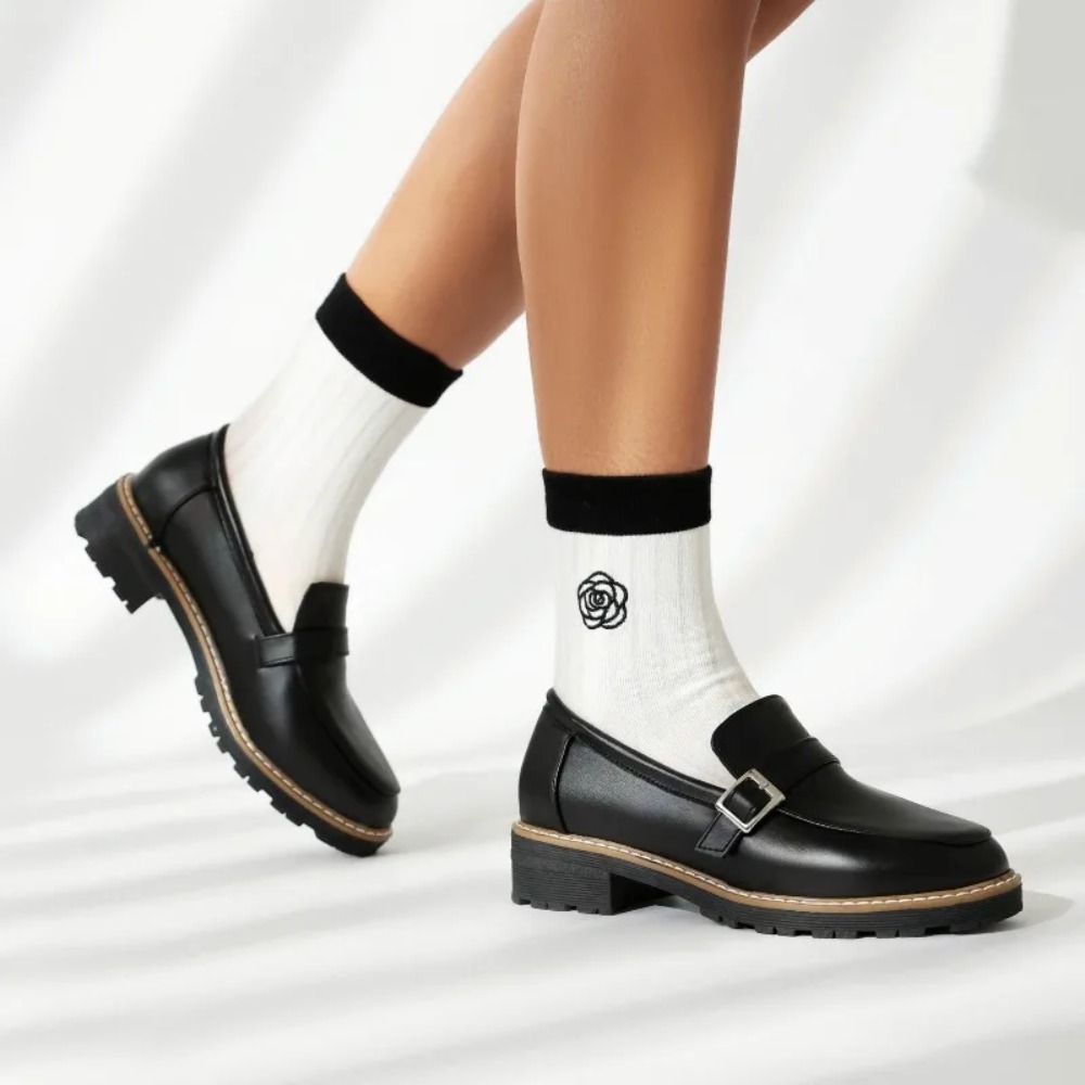 Mocassins noirs en cuir pour f - Women'S Shoes Loafers Black avis et prix