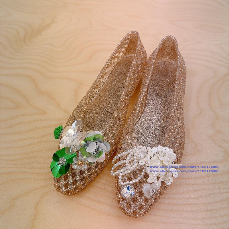 Sandales plates en gelée dorée - Jelly Sandal Women avis et prix