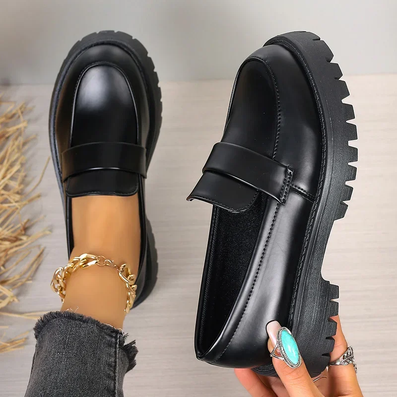 Mocassins en cuir Pu noir pour - Women'S Shoes Loafers Black avis et prix