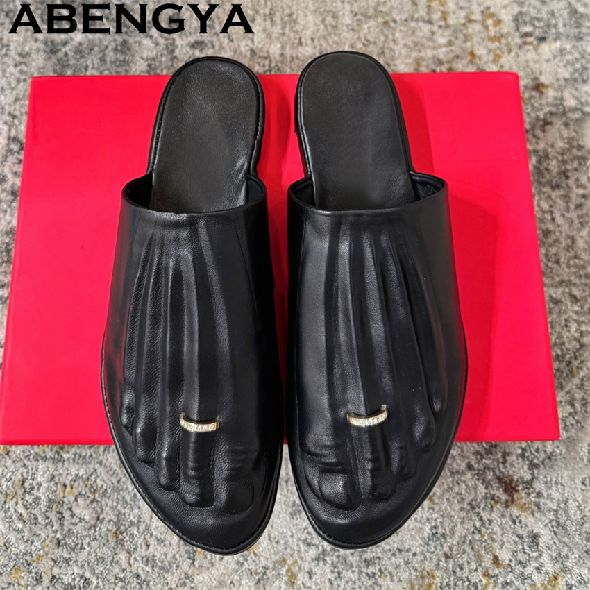 Mules plates en cuir véritable - Women'S Shoes Loafers Black avis et prix