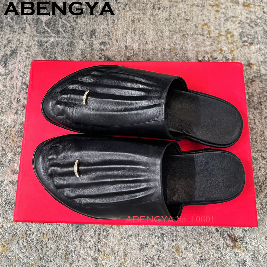 Mules plates en cuir véritable - Women'S Shoes Loafers Black avis et prix