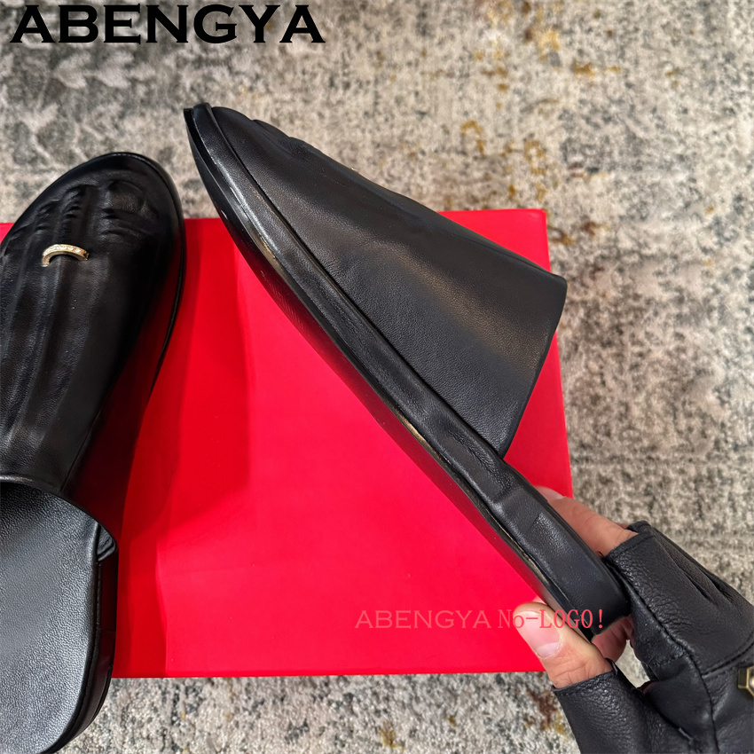 Mules plates en cuir véritable - Women'S Shoes Loafers Black avis et prix