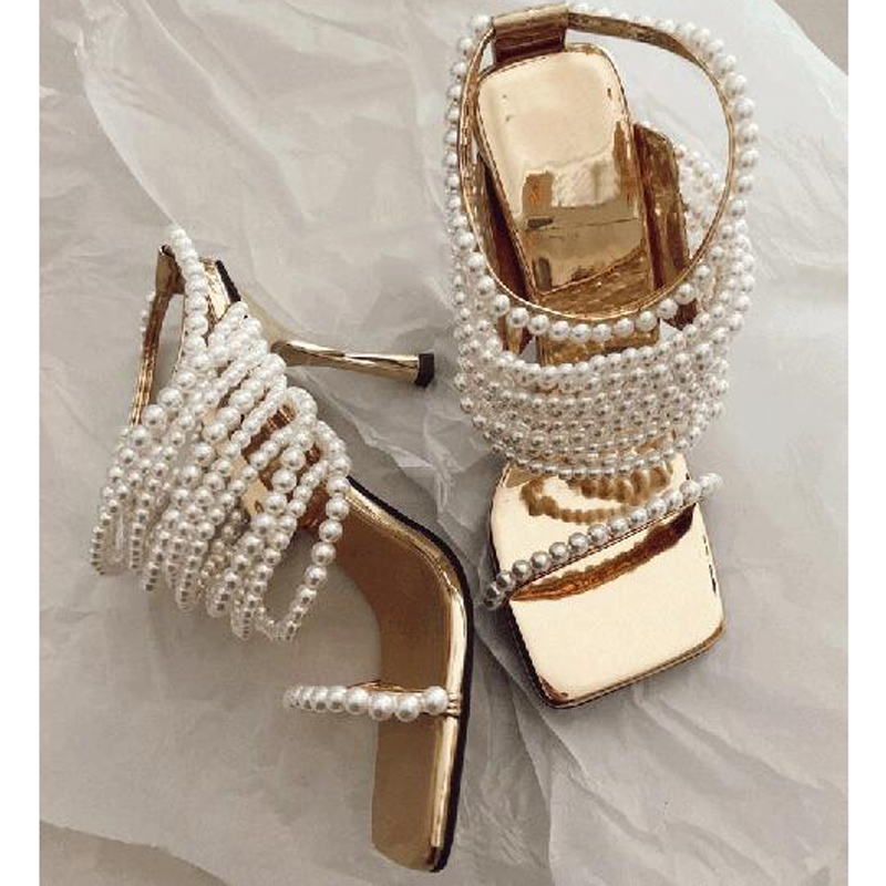 Sandales à talons carrés ouver - Gold Chain Sandal avis et prix