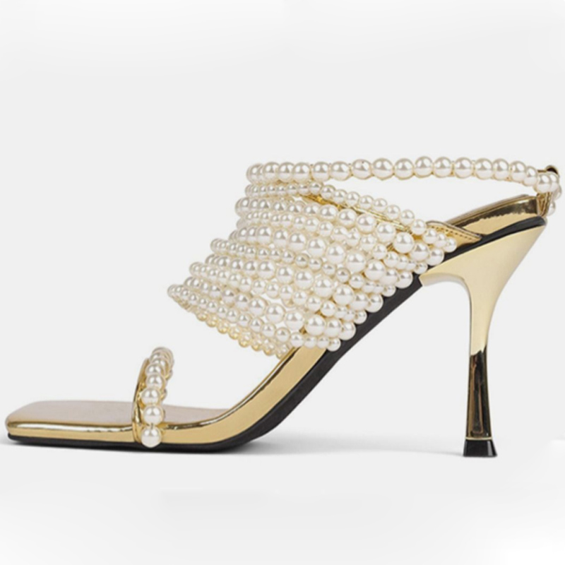 Sandales à talons carrés ouver - Gold Chain Sandal avis et prix