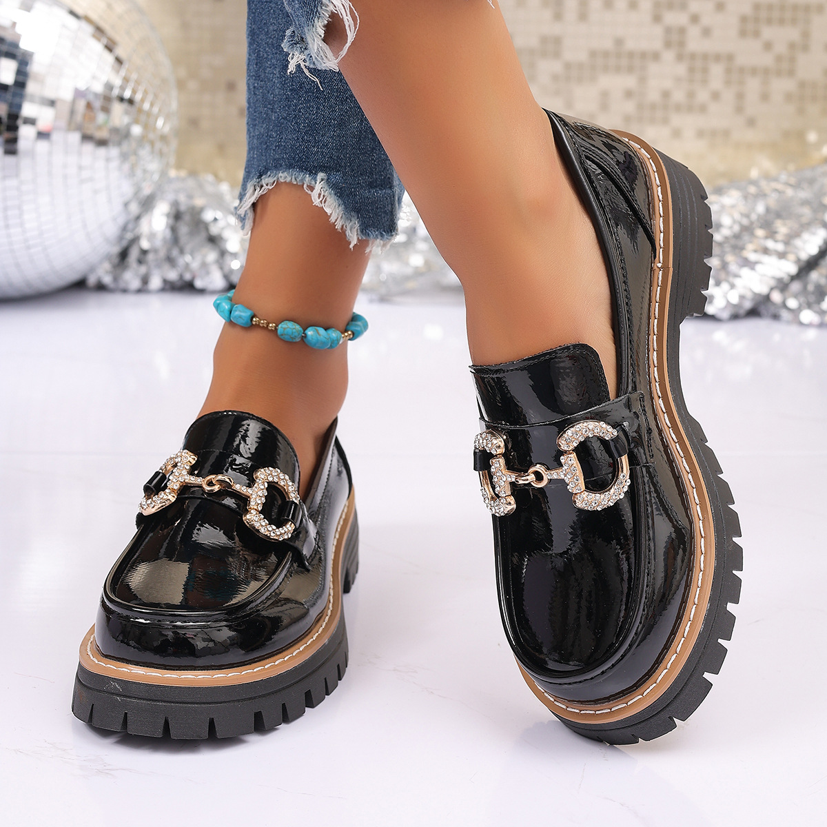 Escarpins rétro à talon bas po - Women'S Shoes Loafers Black avis et prix